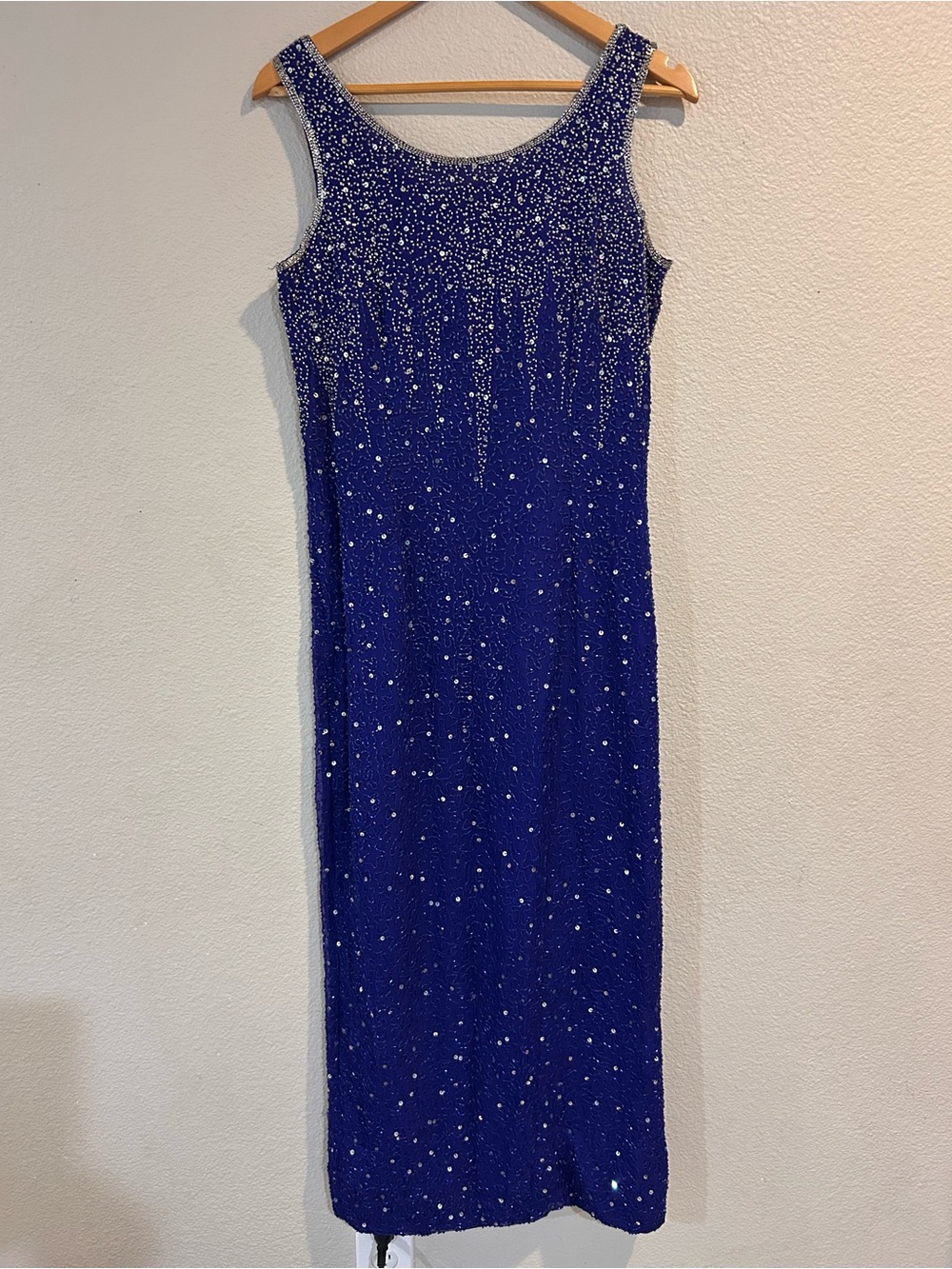 Elegant Beaded Royal Blue Evening Dress